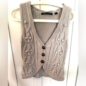 Michelle Nicole Women's Light Grey Cable Knit Sweater Vest